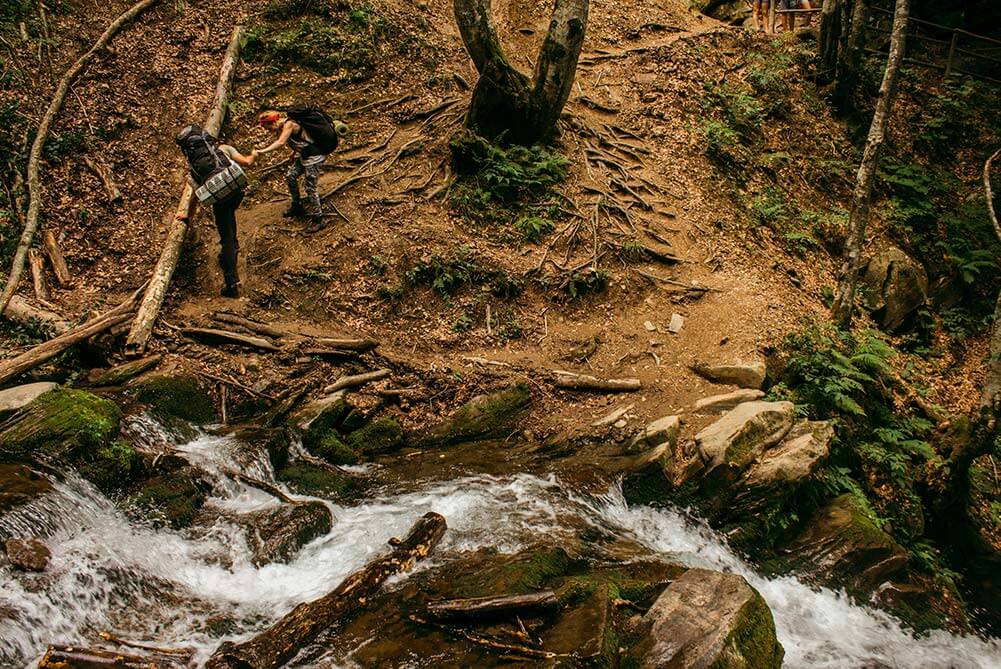 Two people hiking